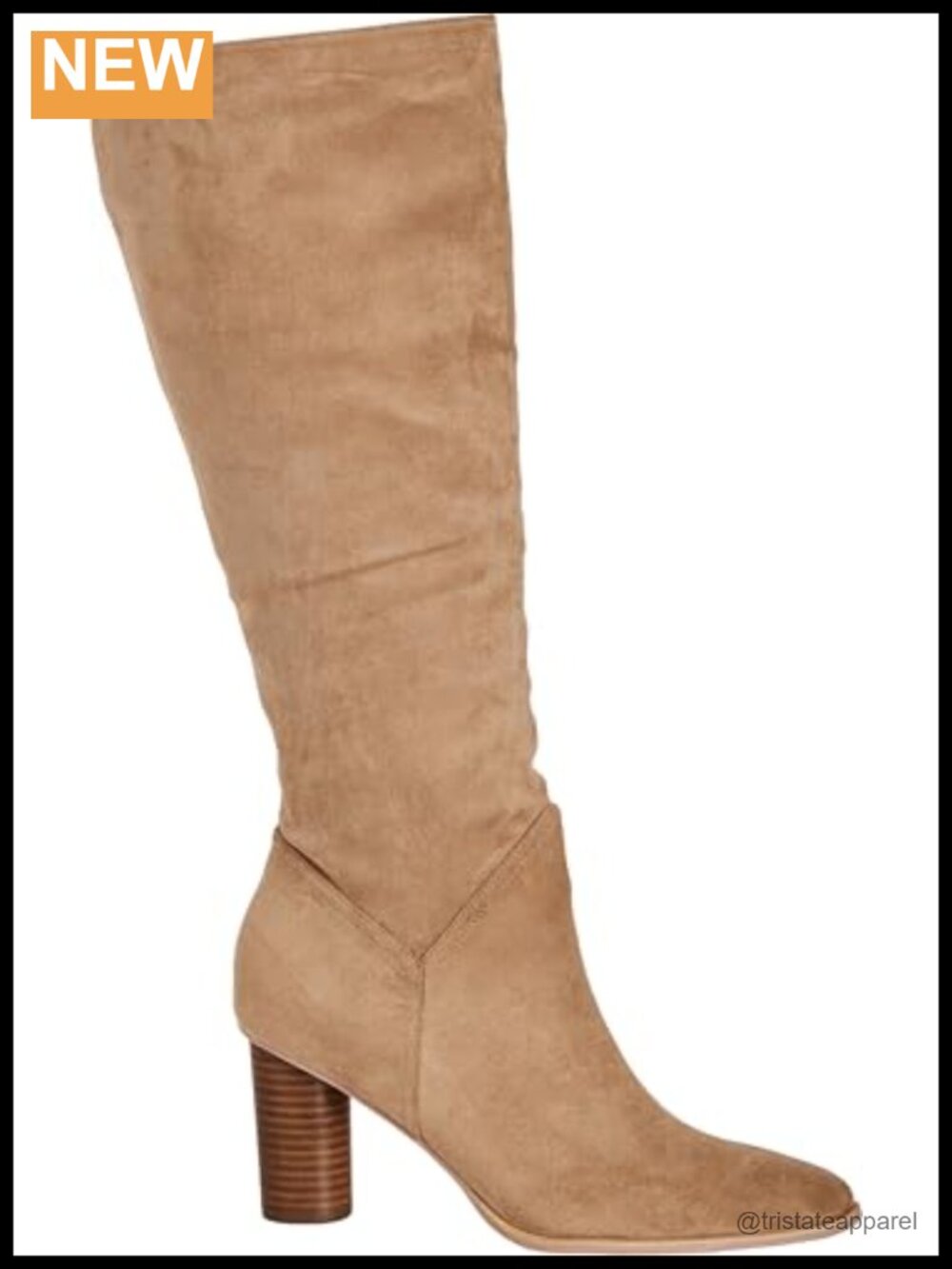 Plus Size Knee High Faux Suede Boots Women Wide Fit Block Heel Zip